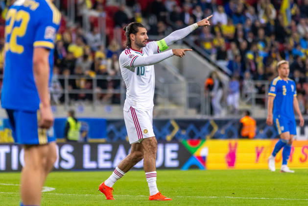 Dominik Szoboszlai of Hungary and Liverpool during UEFA Nations League League phase game between Ukraine vs Hungary (Dominika Kortvelyesiova Ball Raw Images) Trnava Antona Malatinskeho Stadium Slovakia Copyright: xDominikaxKortvelyesiovax DKOR6125