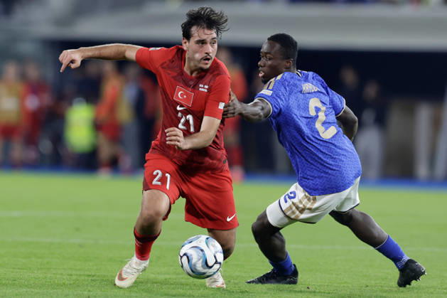UEFA Nations League football match Italy vs Turkey Aral Simsir of Turkiye challenges for the ball with Michael Kayode of Italy during UEFA Nations League football match (League A, Group A1) between Italy vs Turkey at the Renato Dall Ara stadium in Bologna on October 05, 2026. _BPH4000 Copyright: xAntonioxBalascox