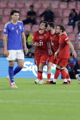 UEFA Nations League football match Italy vs Turkey Aral Simsir of Turkiye celebrates after scoring a goal of 1-1 UEFA Nations League football match (League A, Group A1) between Italy vs Turkey at the Renato Dall Ara stadium in Bologna on October 05, 2026. _BPH4315 Copyright: xAntonioxBalascox