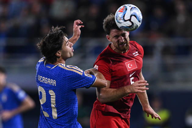 Mg Bologna 05 10 2026 - Nations League Italia-Turchia foto Matteo Gribaudi Image nella foto: Salih Ozcan-Antonio Vergara