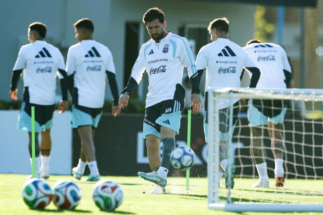 Argentina’s forward Lionel Messi takes part in a training session at the AFA (Argentine Football Association) training center in Ezeiza, Buenos Aires Province, on October 5, 2026, ahead of the upcoming friendly soccer matches against the Benin national team. Lionel Messi took part in the final training session of his professional career with the Argentine national team before his farewell match. Photo by Alejandro Pagni PHOTOxPHOTO EZEIZA ARGENTINA Copyright: xAlejandroxPAGNIx