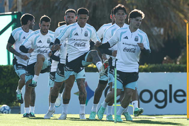 Argentina’s forward Lionel Messi and his teammates take part in a training session at the AFA (Argentine Football Association) training center in Ezeiza, Buenos Aires Province, on October 5, 2026, ahead of the upcoming friendly soccer matches against the Benin national team. Lionel Messi took part in the final training session of his professional career with the Argentine national team before his farewell match. Photo by Alejandro Pagni PHOTOxPHOTO Copyright: xAlejandroxPAGNIx