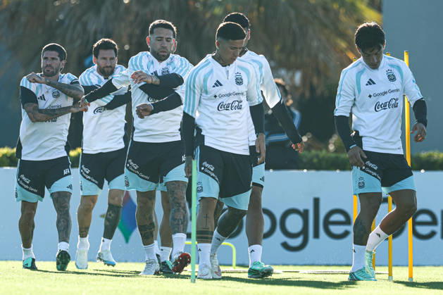 Argentina’s forward Lionel Messi and his teammates take part in a training session at the AFA (Argentine Football Association) training center in Ezeiza, Buenos Aires Province, on October 5, 2026, ahead of the upcoming friendly soccer matches against the Benin national team. Lionel Messi took part in the final training session of his professional career with the Argentine national team before his farewell match. Photo by Alejandro Pagni PHOTOxPHOTO Copyright: xAlejandroxPAGNIx