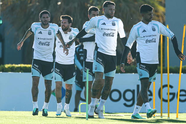 Argentina’s forward Lionel Messi and his teammates take part in a training session at the AFA (Argentine Football Association) training center in Ezeiza, Buenos Aires Province, on October 5, 2026, ahead of the upcoming friendly soccer matches against the Benin national team. Lionel Messi took part in the final training session of his professional career with the Argentine national team before his farewell match. Photo by Alejandro Pagni PHOTOxPHOTO Copyright: xAlejandroxPAGNIx
