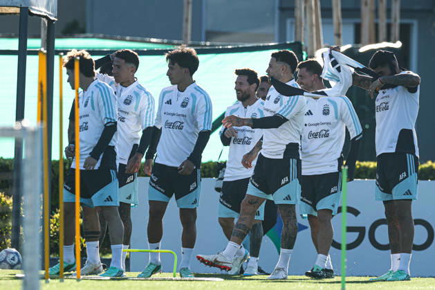 Argentina’s forward Lionel Messi and his teammates take part in a training session at the AFA (Argentine Football Association) training center in Ezeiza, Buenos Aires Province, on October 5, 2026, ahead of the upcoming friendly soccer matches against the Benin national team. Lionel Messi took part in the final training session of his professional career with the Argentine national team before his farewell match. Photo by Alejandro Pagni PHOTOxPHOTO Copyright: xAlejandroxPAGNIx