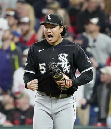 Baseball: Division Series between White Sox and Guardians Munetaka Murakami of the Chicago White Sox reacts after a victory over the Cleveland Guardians in Game 2 of the American League Division Series at Progressive Field in Cleveland, Ohio, on Oct. 5, 2026.  A14AA0005630233P