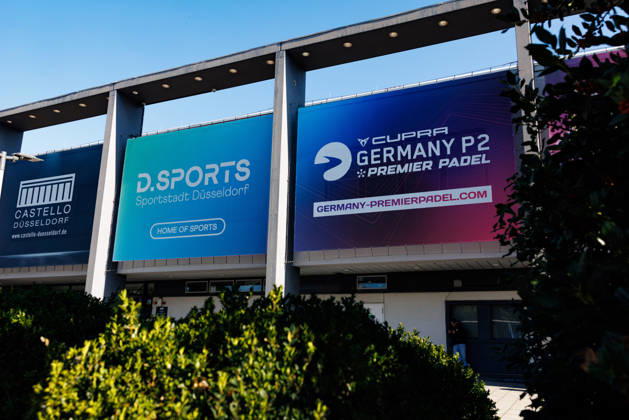 DÜSSELDORF, GERMANY - 6 OCTOBER 2026: Image shows a feature of outside of Castello Duesseldorf with CUPRA Germany Premier Padel P2 2026 sign during CUPRA Germany Premier Padel P2 2026 Day 3 at CASTELLO Düsseldorf on 6 10 2026 in Düsseldorf, Germany. Germany Copyright: xFröhlichxPascalx