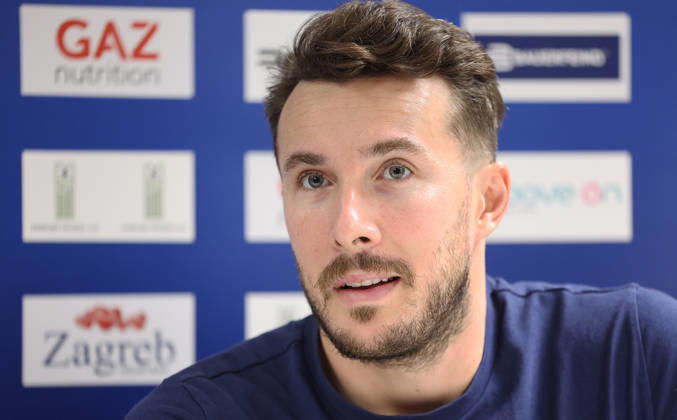 press conference, PK, Pressekonferenz of HC Zagreb Manuel Strlek of HC Zagreb speaks on a press conference on October 06, 2026 in Zagreb, Croatia ahead of the EHF Champions League match between HC Zagreb and Aalborg Handbold.  MarkoxPrpic PIXSELL