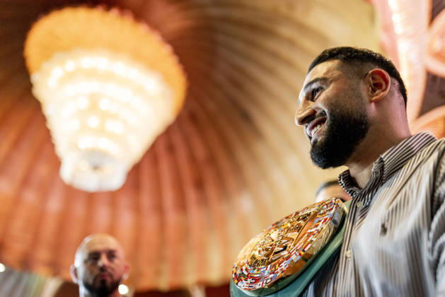Düsseldorf, Germany, Oct. 6, 2026: Agit Kabayel Holds Press Conference with World Championship Belt—Agit Kabayel (GER) vs. Nelson Hysa (ALB), Oct. 6, 2026