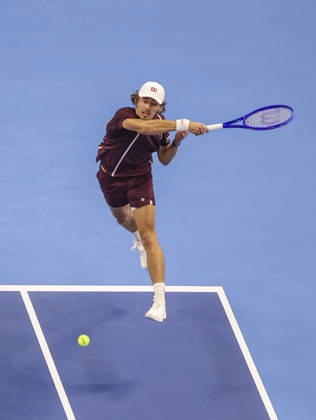 (261006) -- BEIJING, Oct. 6, 2026 -- Alex de Minaur of Australia hits a return during the men s singles final match against Novak Djokovic of Serbia at 2026 China Open tennis tournament in Beijing, China, Oct. 6, 2026. (Photo by Xinhua) (SP)CHINA-BEIJING-TENNIS-CHINA OPEN-MEN S SINGLES-FINAL(CN) MaxZihan