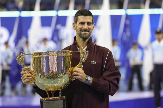(261006) -- BEIJING, Oct. 6, 2026 -- Novak Djokovic of Serbia poses with his champion trophy during the awarding ceremony for the men s singles final at 2026 China Open tennis tournament in Beijing, China, Oct. 6, 2026. ) (SP)CHINA-BEIJING-TENNIS-CHINA OPEN-MEN S SINGLES-AWARDING CEREMONY(CN) BaixXuefei