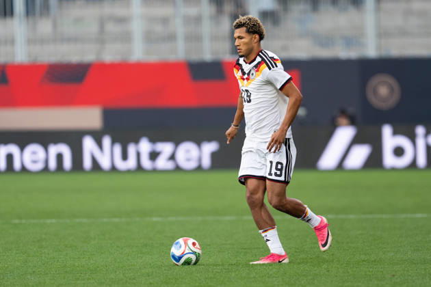 October 6, 2026, GER, Germany U21 vs. Georgia U21, Paris Brunner, Germany U21, 19, individual play, full-body, ball at his feet, Bielefeld, SchücoArena, Bielefeld, Germany Copyright: xnordphotoxGmbHx xChristianxSchulzex