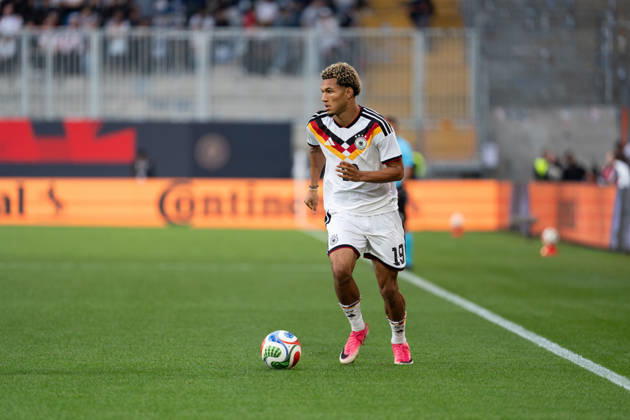 October 6, 2026, GER, Germany U21 vs. Georgia U21, Paris Brunner, Germany U21, 19, individual play, full-body, ball at his feet, Bielefeld, SchücoArena, Bielefeld, Germany Copyright: xnordphotoxGmbHx xChristianxSchulzex