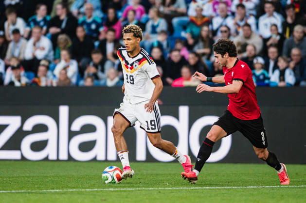 U-21 European Championship Qualifier: Germany vs. Georgia, October 6, 2026, Paris Brunner, Germany, 19 in action, soccer, U-21 European Championship Qualifier, Matchday 10: Germany vs. Georgia on October 6, 2026, Bielefeld DFB REGULATIONS PROHIBIT ANY USE OF PHOTOGRAPHS AS IMAGE SEQUENCES AND OR QUASI-VIDEO Copyright: xBEAUTIFULxSPORTS Tonhäuserx