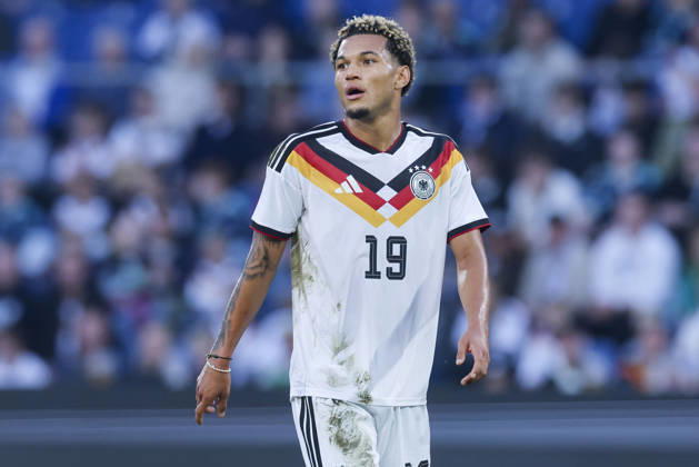 Paris Brunner of Germany looks dejected during the UEFA Under-21 EURO qualifier between Germany U21 and Georgia U21 at Almstadion on October 6, 2026, in Bielefeld, Germany. Photo by Marco Steinbrenner, DeFodi Images