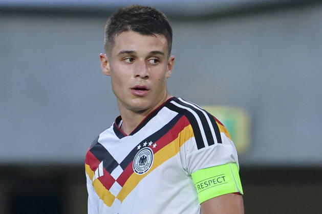 Nicolo Tresoldi of Germany watches the UEFA Under-21 EURO qualifier between Germany U21 and Georgia U21 at Almstadion on October 6, 2026, in Bielefeld, Germany. Photo by Marco Steinbrenner, DeFodi Images