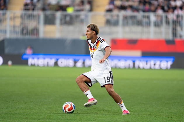 October 6, 2026, GER, Germany U21 vs. Georgia U21, Paris Brunner, Germany U21, 19, individual play, full-body, ball at his feet, Bielefeld, SchücoArena, Bielefeld, Germany Copyright: xnordphotoxGmbHx xChristianxSchulzex