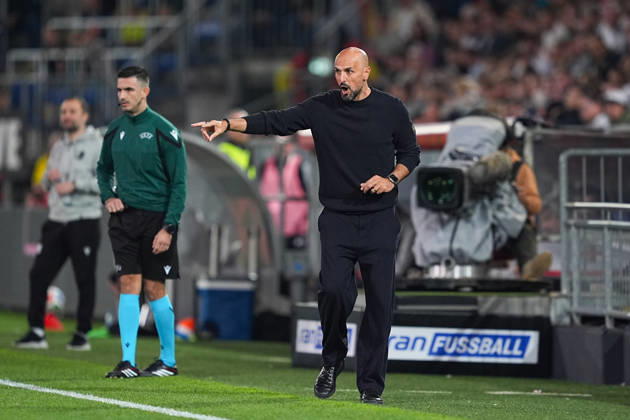 October 6, 2026, xydrx, Men s, Soccer, International Match, U21, European Championship Qualifiers, Germany vs. Georgia, 2026–2027 Season, Schüco Arena: Antonio DI Salvo, head coach of the GER U21 team, gives instructions while gesturing. DFB regulations prohibit any use of photographs as image sequences and or quasi-video. Copyright: HMBxMedia YannisxDreimann