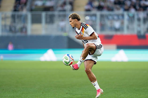 October 6, 2026, GER, Germany U21 vs. Georgia U21, Paris Brunner, Germany U21, 19, individual play, full-body, ball at his feet, Bielefeld, SchücoArena, Bielefeld, Germany Copyright: xnordphotoxGmbHx xChristianxSchulzex