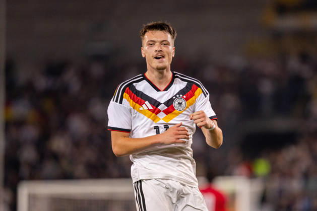 Dzenan Pejcinovic, Germany U21, No. 11, celebrates the goal that made it 2–0 for GER; Germany (GER) vs. Georgia (GEO), soccer, UEFA U21 European Championship Qualifiers, Group F, Matchday 13, 2026–2027 season, October 6, 2026 GER, Germany GER vs. Georgia GEO, soccer, UEFA U21 European Championship Qualifiers, Group F, Matchday 13, 2026–2027 season, October 6, 2026, Bielefeld Copyright: xEibner-Pressefoto JanxRollingerx EP_JSK