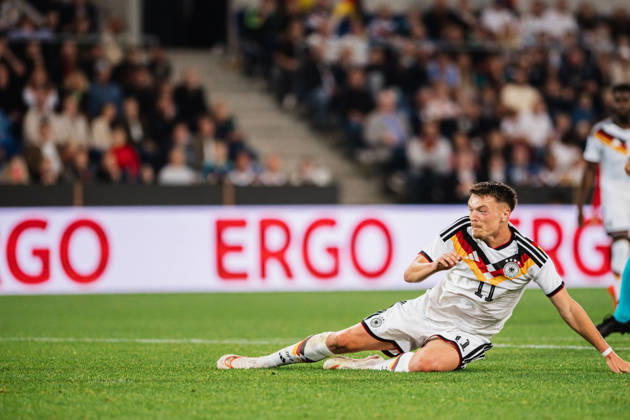 U-21 European Championship Qualifier: Germany vs. Georgia, October 6, 2026 – Goal, Celebration of the 2-0 Goal by Dženan Pejcinovic Germany, 11 Soccer, U-21 European Championship Qualifiers, Matchday 10: Germany vs. Georgia on October 6, 2026, Bielefeld DFB REGULATIONS PROHIBIT ANY USE OF PHOTOGRAPHS AS IMAGE SEQUENCES AND OR QUASI-VIDEO Copyright: xBEAUTIFULxSPORTS Tonhäuserx