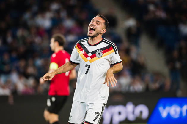 U-21 European Championship Qualifier: Germany vs. Georgia, October 6, 2026; Arijon Ibrahimovic (Germany), 7, is frustrated; Soccer, U-21 European Championship Qualifier, Matchday 10: Germany vs. Georgia on October 6, 2026, Bielefeld DFB REGULATIONS PROHIBIT ANY USE OF PHOTOGRAPHS AS IMAGE SEQUENCES AND OR QUASI-VIDEO Copyright: xBEAUTIFULxSPORTS Tonhäuserx
