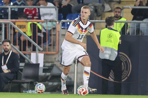 Tom Rothe of Germany controls the ball during the UEFA Under-21 EURO qualifier between Germany U21 and Georgia U21 at Almstadion on October 6, 2026, in Bielefeld, Germany. Photo by Marco Steinbrenner, DeFodi Images