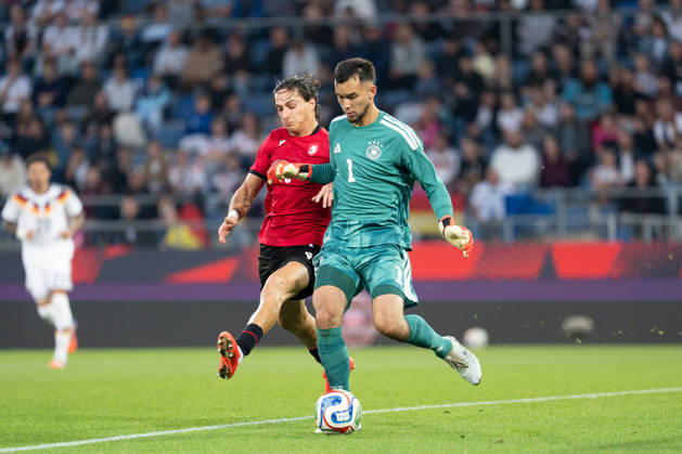 October 6, 2026, GER, Germany U21 vs. Georgia U21: A duel between Mio Backhaus (Germany U21, No. 1) and Diego Deisadze (Georgia U21, No. 9) at the SchücoArena in Bielefeld, Germany Copyright: xnordphotoxGmbHx xChristianxSchulzex