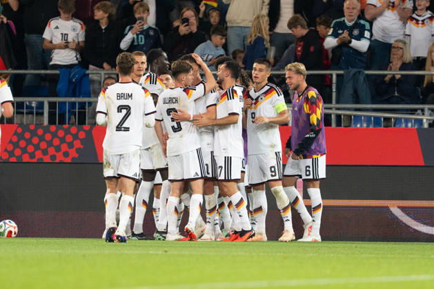 October 6, 2026, GER, Germany U21 vs. Georgia U21 Goal Celebration Cheers for the 2–0 goal by Dzenan Pejcinovic (Germany U21), 11 Arijon Ibrahimovic (Germany U21), 7 Nicolo Tresoldi (Germany U21), 9 Leandro Morgalla, Germany U21, 6 Elias Baum, Germany U21, 2 d3 Joshua Quarshie, Germany U21, 5 Arijon Ibrahimovic, Germany U21, 7 Nicolo Tresoldi, Germany U21, 9 Bielefeld SchücoArena, Bielefeld, Germany Copyright: xnordphotoxGmbHx xChristianxSchulzex
