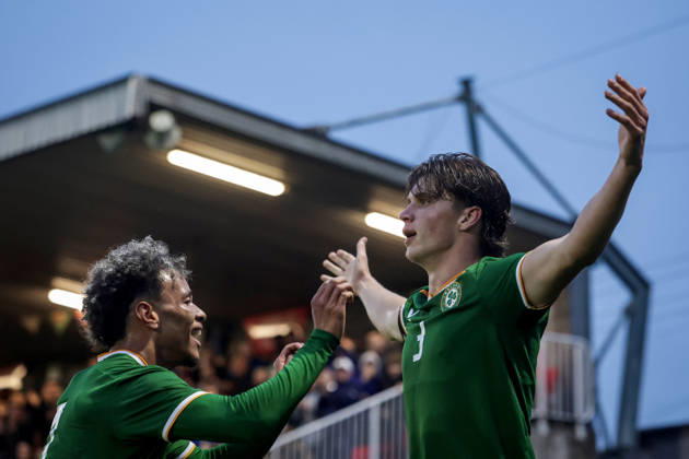 2027 UEFA Under 21 European Qualifier, Munster FA Turner s Cross, Cork 6 10 2026 Republic of Ireland vs England Ireland s Conor McManus celebrates with team mates after he scores his sides 2nd goal of the match Conor McManus celebrates with team mates after he scores his sides 2nd goal of the match 6 10 2026  Copyright: xx NE1L0181