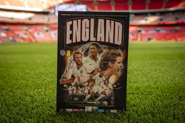 RECORD DATE NOT STATED 6th October 2026; Wembley Stadium, London, England; UEFA Nations League Football, England versus Czech Republic; Todays match programme on the pitch GodfreyxPitt