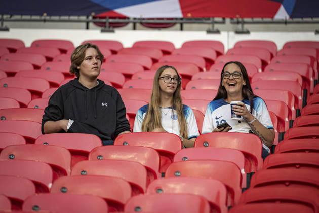 RECORD DATE NOT STATED 6th October 2026; Wembley Stadium, London, England; UEFA Nations League Football, England versus Czech Republic; England fans wait for the players to arrive GodfreyxPitt