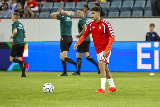 Agon Elezi, North Macedonia, 15, warming up before kickoff, Switzerland, UEFA, Nations League, Matchday 4, Switzerland vs. North Macedonia, October 6, 2026, Lucerne Swissporarena, Switzerland Copyright: xGrantxHubbsx