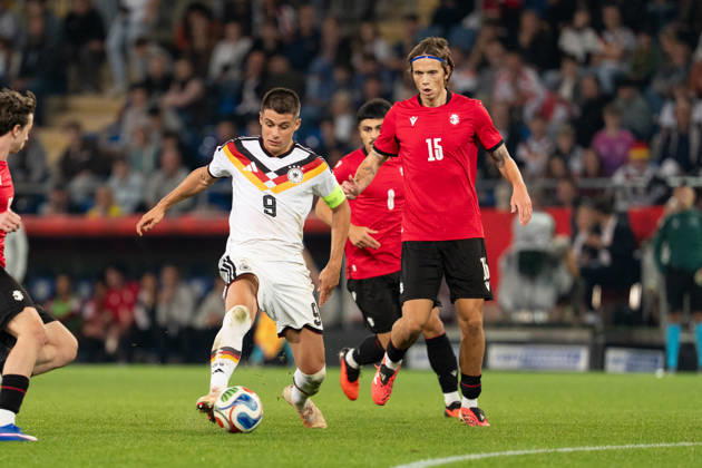 October 6, 2026, GER, Germany U21 vs. Georgia U21 Nicolo Tresoldi Germany U21, 9 Individual play Full body Full body Ball at his feet Bielefeld SchücoArena Bielefeld Germany Copyright: xnordphotoxGmbHx xChristianxSchulzex