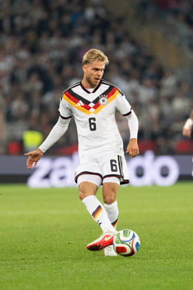 October 6, 2026, GER, Germany U21 vs. Georgia U21 Leandro Morgalla, Germany U21, 6 solo play, full-body, ball at his feet, Bielefeld, SchücoArena, Bielefeld, Germany Copyright: xnordphotoxGmbHx xChristianxSchulzex