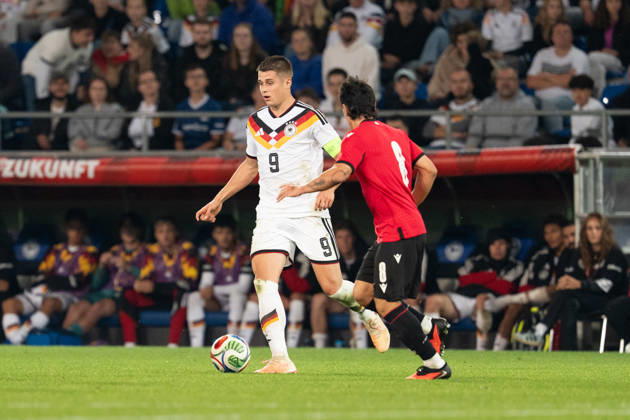 October 6, 2026, GER, Germany U21 vs. Georgia U21 Nicolo Tresoldi Germany U21, 9 Individual play Full body Full body Ball at his feet Bielefeld SchücoArena Bielefeld Germany Copyright: xnordphotoxGmbHx xChristianxSchulzex