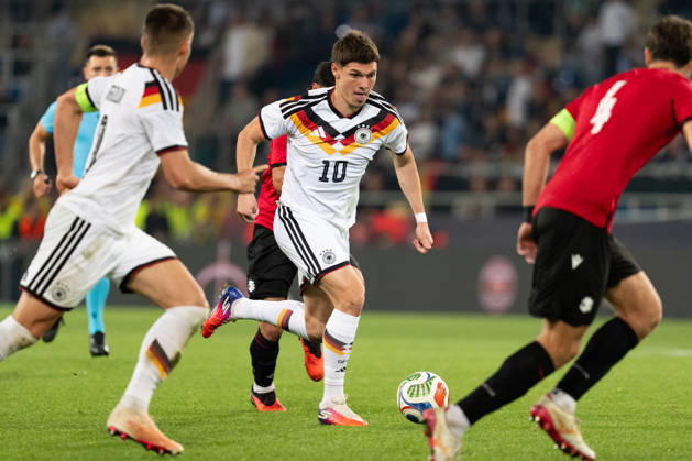 October 6, 2026, GER, Germany U21 vs. Georgia U21 Mert Kömür, Germany U21, 10 individual plays, full-body, ball at his feet, Bielefeld, SchücoArena, Bielefeld, Germany Copyright: xnordphotoxGmbHx xChristianxSchulzex