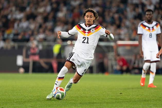 October 6, 2026, GER, Germany U21 vs. Georgia U21 Wael Mohya Germany U21, 21 Individual play Full body Full body Ball at his feet Bielefeld SchücoArena Bielefeld Germany Copyright: xnordphotoxGmbHx xChristianxSchulzex