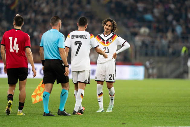 October 6, 2026, GER, Germany U21 vs. Georgia U21: Arijon Ibrahimovic (Germany U21, 7) and Wael Mohya (Germany U21, 21) shake hands at the SchücoArena in Bielefeld, Germany Copyright: xnordphotoxGmbHx xChristianxSchulzex