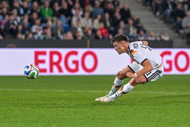 U-21 International Match 26-27: Germany vs. Georgia on October 6, 2026, at the SchücoArena in Bielefeld—Cheers, goal celebrations, goal scorers, goal scorer Dzenan Pejcinovic of Germany with the goal that made it 2-0 MT