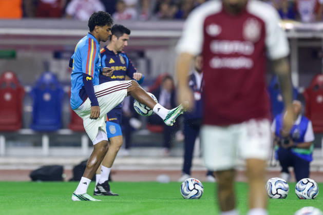 Croatia v Spain - UEFA Nations League 2026 27 Group A3 MD4 Lamine Yamal of Spain warms up prior to the UEFA Nations League 2026 27 group phase match between Croatia and Spain at Stadion Poljud on October 6, 2026 in Split, Croatia. SanjinxStrukic PIXSELL