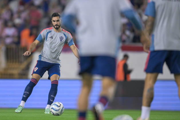 Croatia v Spain - UEFA Nations League 2026 27 Group A3 MD4 Josip Sutalo of Croatia warms up prior to the UEFA Nations League 2026 27 group phase match between Croatia and Spain at Stadion Poljud on October 6, 2026 in Split, Croatia.  IgorxSoban PIXSELL