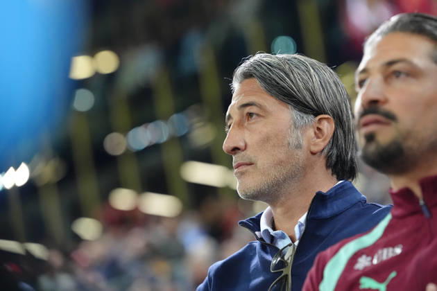 Luzern, Switzerland - October 06: Head Coach Murat Yakin (SUI) during National anthem before the UEFA Nations League match between Switzerland and North Macedonia at thermoplan arena on October 06, 2026 in Luzern, Switzerland. Copyright: xKjetilxWaberx xSPPx Sportspressphoto_SPR247168