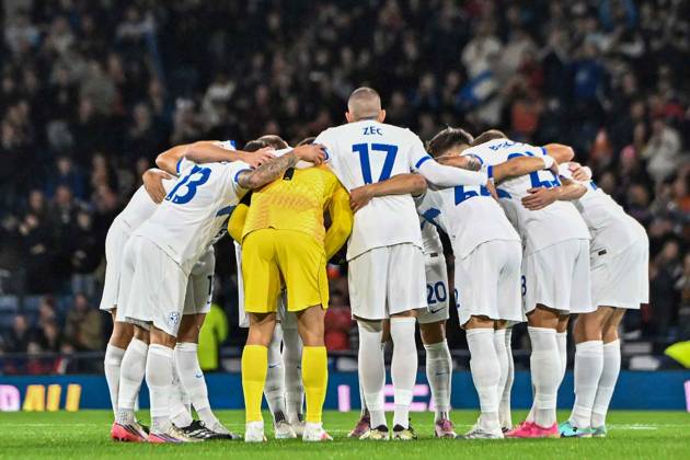 Scotland v Slovenia UEFA Nations League Team of Slovenia during the UEFA Nations League match at Barclays Hampden, Glasgow 06 10 2026 UK Newspapers OUT Copyright: xJamiexJohnstonx FIL-24032-0042