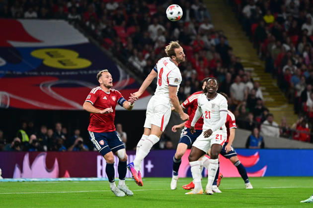 England v Czechia, UEFA Nations League England forward Harry Kane (9) heads the ball during the UEFA Nations League match between England and Czechia at Wembley Stadium, London, UK on 6 October 2026. London Wembley Stadium Greater London UK Editorial use only , Copyright: xDennisxGoodwinx PSI-24957-0021