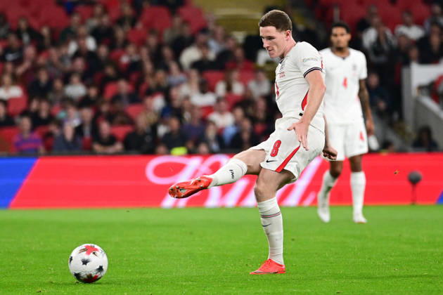England v Czechia, UEFA Nations League England midfielder Elliott Anderson (8) looks to release the ball during the UEFA Nations League match between England and Czechia at Wembley Stadium, London, UK on 6 October 2026. London Wembley Stadium Greater London UK Editorial use only , Copyright: xDennisxGoodwinx PSI-24957-0026