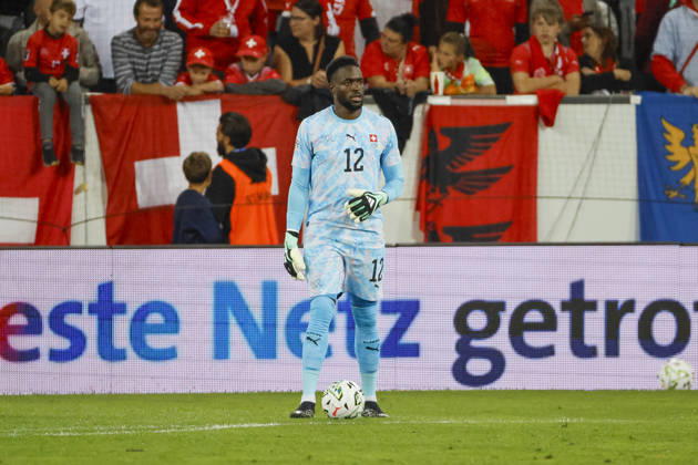 Yvon Mvogo Switzerland, 12 on the Ball, Switzerland, UEFA, Nations League, Matchday 4, Switzerland vs. North Macedonia, October 6, 2026, Lucerne Swissporarena, Switzerland Copyright: xGrantxHubbsx
