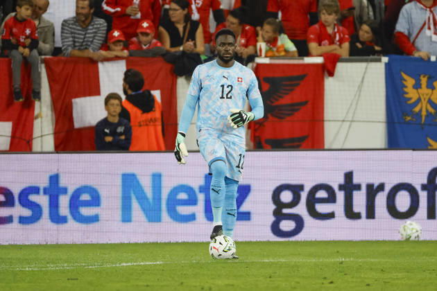 Yvon Mvogo Switzerland, 12 on the Ball, Switzerland, UEFA, Nations League, Matchday 4, Switzerland vs. North Macedonia, October 6, 2026, Lucerne Swissporarena, Switzerland Copyright: xGrantxHubbsx