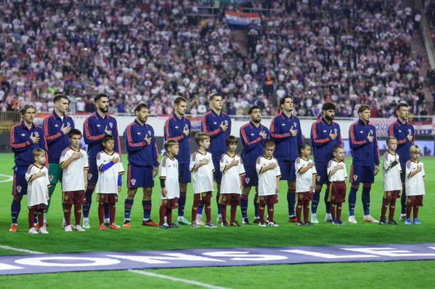 Croatia v Spain - UEFA Nations League 2026 27 Group A3 MD4 Players of Croatia line up for national anthems prior to the UEFA Nations League 2026 27 group phase match between Croatia and Spain at Stadion Poljud on October 6, 2026 in Split, Croatia.  SanjinxStrukic PIXSELL