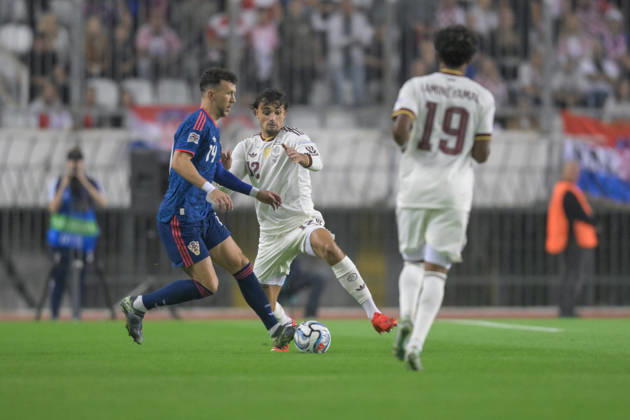 Croatia v Spain - UEFA Nations League 2026 27 Group A3 MD4 Ivan Perisic of Croatia in action against Marc Pubill of Spain during the UEFA Nations League 2026 27 group phase match between Croatia and Spain at Stadion Poljud on October 6, 2026 in Split, Croatia. IgorxSoban PIXSELL